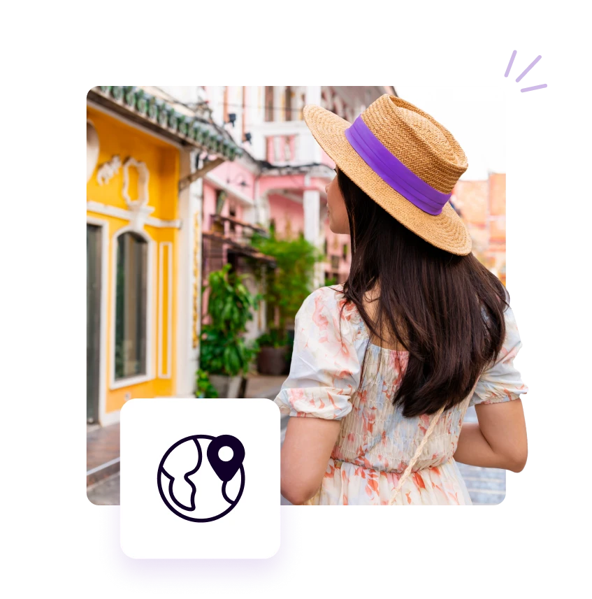 Compras en el exterior Mujer de viaje usando su Prex para comprar en tiendas.